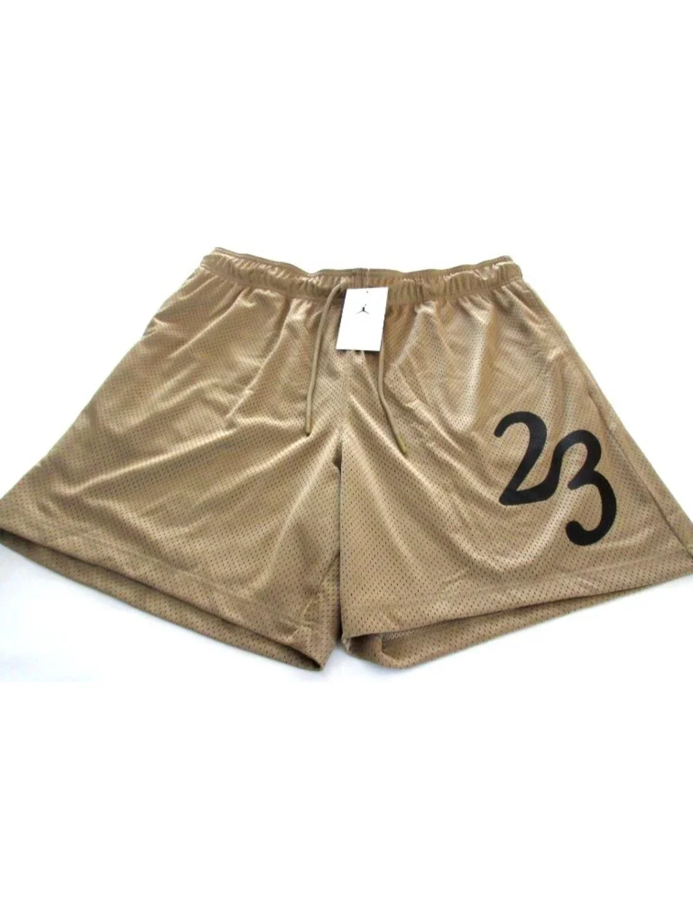 Jordan Men's MVP Mesh 23 Gym Shorts Desert Beige Black Standard Fit NWT